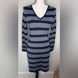 Vineyard Vines Navy/Gray Stripe Wool Sweater Dress XS Spandex